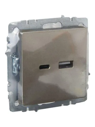 Розетка BRITE USB A+C 18Вт РЮ11-1-БрШ механизм шампань IEK BR-U22-018-K37 фото 5
