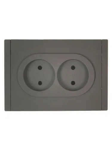 Розетка 2-м СП FORTE&PIANO FP326 10А без заземл. без защ. шторок безвинт. крепл. сер. IEK FP-R20-10-1-K03 фото 2