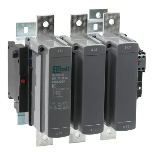 Контактор 630А 380В АС АС3 АС4 1НО+1НЗ КМ-102 DEKraft 21974DEK фото 2