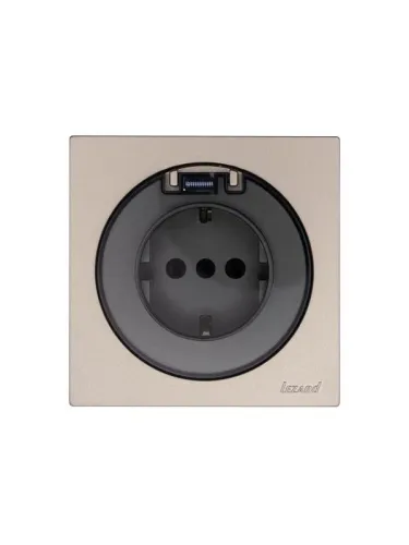 Розетка 1-м СП OSEN IP44 с заземл. с крышкой ПБТ механизм титан LEZARD 743-3788-123BIPCH фото 2