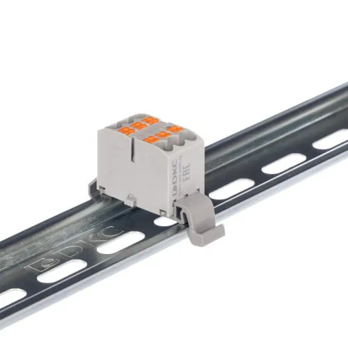 Блок распределительный зажим push-in 6 точек подключения 25кв.мм сер. DKC DTP1-006-04SPUG фото 2