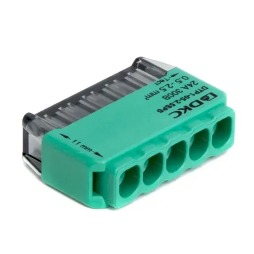 Клеммная колодка на 5 проводника до 2 5кв.мм. на токи до 24А DKC DTP1-05-2.5SPS фото 3