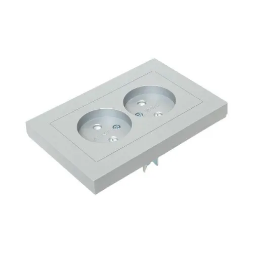 Розетка 2-м СП Эпика 16А без заземл. защ. шторки с рамкой механизм алюм. EKF UP1-SOA-201 фото 6