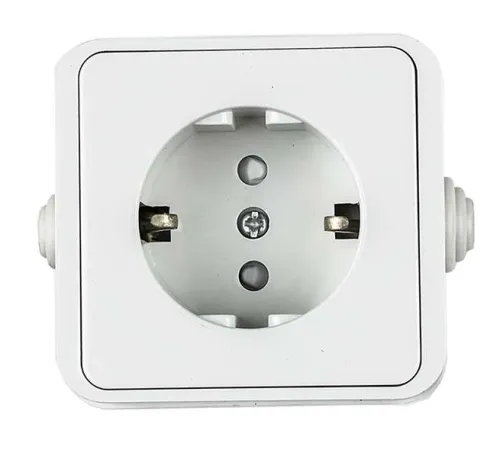 Розетка 1-м AQUA 3113 защ. шторки с заземл. п/герм. бел. ASD / IN HOME 4690612003450