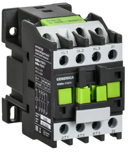 Контактор КМИе-11211 12А 110В/АС3 1НЗ GENERICA KKME11-012-110-01
