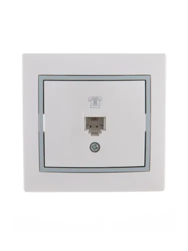 Розетка телефонная 1-м СП Mira RJ11 бел./сер. LEZARD 701-0215-137