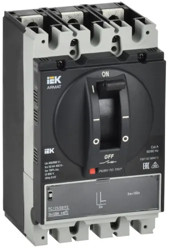 Выключатель автоматический в литом корпусе 3п A 50кА 50А расцепитель электромагн. регулируемый ARMAT IEK AR-MCCB-3A-050-0050A-MTUC