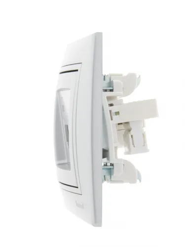 Розетка компьютерная + телефонная 2-м СП Mira RJ45 + RJ11 сер. метал. LEZARD 701-1010-143 фото 2