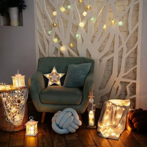 Фонарь декоративный 12х12х18см тепл. бел. со свечкой со снежинкой корпус бел. Neon-Night 513-043 фото 5