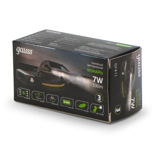 Фонарь аккумуляторный налобный GFL411 7Вт 330лм Li-ion 800мА.ч LED GAUSS GF411 фото 3