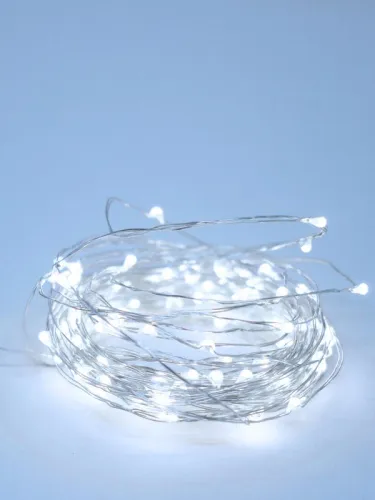 Гирлянда светодиодная "Серебряные нити" 10м 100LED в виде капель 220В с трансформатором КОСМОС KOCNL-EL150_silver