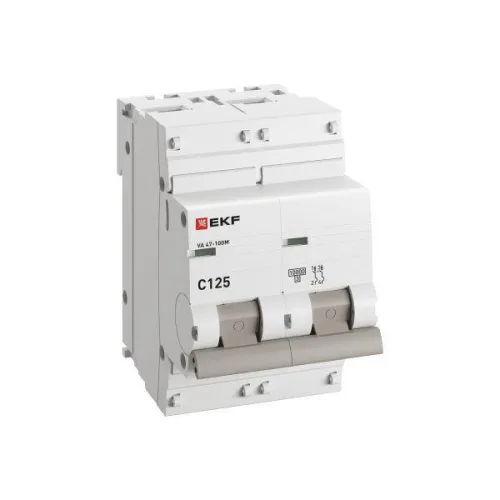 Выключатель автоматический модульный 2п C 125А 10кА ВА 47-100M электромагнит. расцеп. PROxima EKF mcb47100m-2-125C-pro фото 2