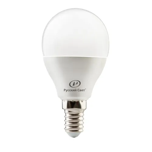 Лампа светодиодная RS LED G45 E14 6W 220-240V 6Вт шар матовая 2700К тепл. бел. E14 600лм 220-240В Ra90 Русский Свет 15010445050