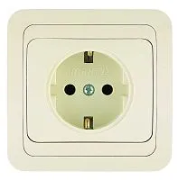 Розетка 1-м СП Mimoza 16А IP20 с заземл. керамика крем./крем. Makel 25008