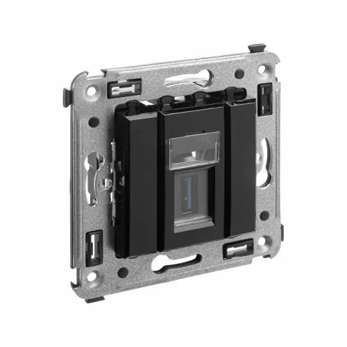 Розетка USB 3.0 1-м СП Avanti "Черный квадрат" тип А-А DKC 4402303 фото 4