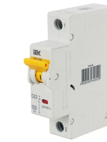 Выключатель автоматический модульный 1п C 63А 6кА ВА47-60M KARAT IEK MVA31-1-063-C фото 9