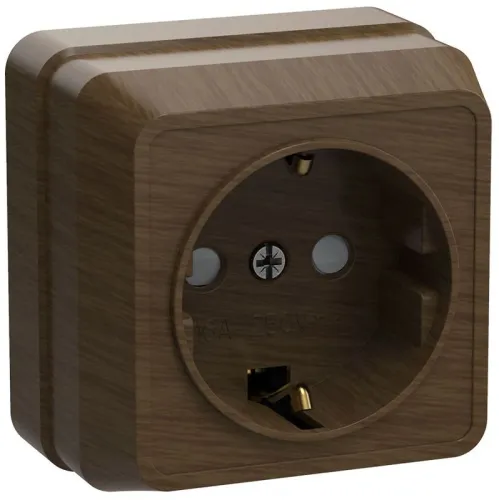 Розетка 1-м ОП Октава РСш20-3-ОД 16А IP20 с заземл. защ. шторки дуб GENERICA ERO14-K04-16-DC