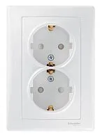 Розетка 2-м СП Sedna 16А IP20 250В с заземл. защ. шторки бел. SchE SDN3000721