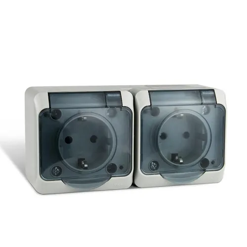 Розетка 2-м ОП Nix 16А IP54 250В с заземл. с прозр. крышкой сер. TOKOV ELECTRIC TKE-NX-R2Z-C06T-IP54 фото 3