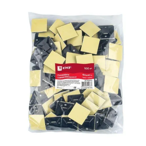 Площадка самоклеящаяся 40х40мм черн. (уп.100шт) EKF plc-40x40-b фото 3