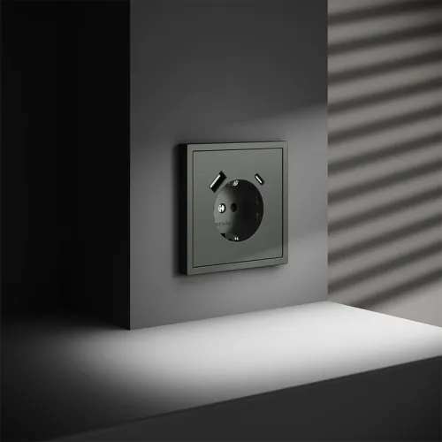 Розетка 1-м СП S70 16А с USB A+С с заземл. защ. шторки механизм титан Voltum VLS040506 фото 6
