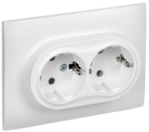 Розетка 2-м SKANDY 16А с заземл. без защ. шторок в сборе SK-R08W арктич. бел. IEK SK-R21-16-K01-F