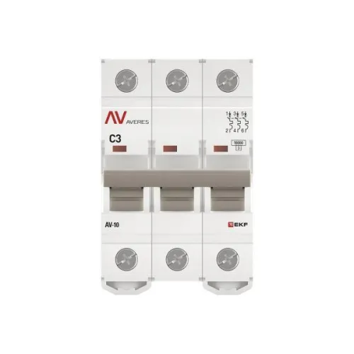 Выключатель автоматический модульный 3п C 3А 10кА AV-10 AVERES EKF mcb10-3-03C-av фото 3