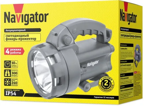 Фонарь-прожектор аккумуляторный 94 963 NPT-SP09-ACCU 1CREE 3Вт + 4LED аккум. 4В 4А.ч. NAVIGATOR 94963 фото 3