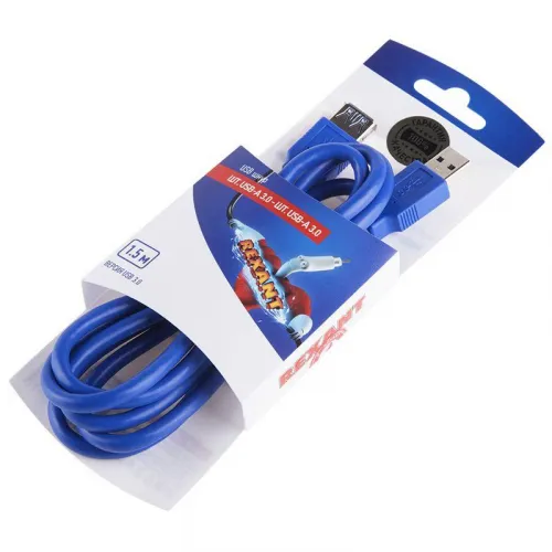 Шнур штекер USB A 3.0 - гнездо USB A 3.0 1.5м блист. Rexant 06-3159 фото 2