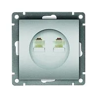 Розетка компьютерная 2-м СП Афина RJ45 кат.5E механизм серебр. Universal A1086-S