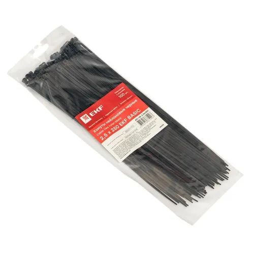 Хомут кабельный 2.5х250 нейл. черн. (уп.100шт) Basic EKF plc-cb-2.5x250 фото 3