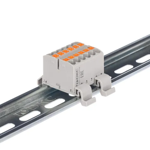 Блок распределительный зажим push-in 12 точек подключения 25кв.мм сер. DKC DTP1-012-04SPUG фото 3