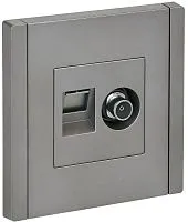 Розетка 2-м TV+RJ45 кат.5E FORTE&PIANO FP536 сталь IEK FP-AK20-1-K46