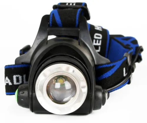 Фонарь аккумуляторный налобный E150 CREE 3Вт фокус 3 режима 220В пластик. черн. (бокс) Ultraflash 12188 фото 13