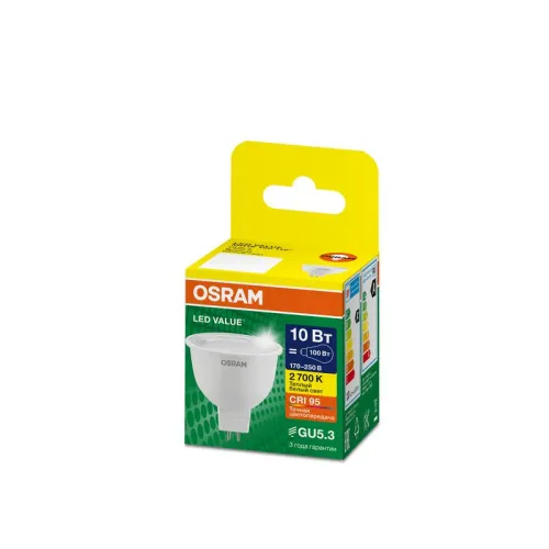 Лампа светодиодная LED G4 Value LVMR16100 10W/927 CRI95 10Вт 2700К 1000лм рефлектор прозр. GU5.3 170-250В OSRAM 4610590510054 фото 3