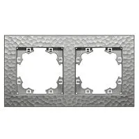 Рамка 2-м Афина фактурная универс. серебро Universal A10044-S