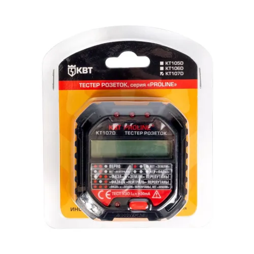 Тестер розеток и УЗО КТ 107D PROLINE КВТ 86321 фото 4