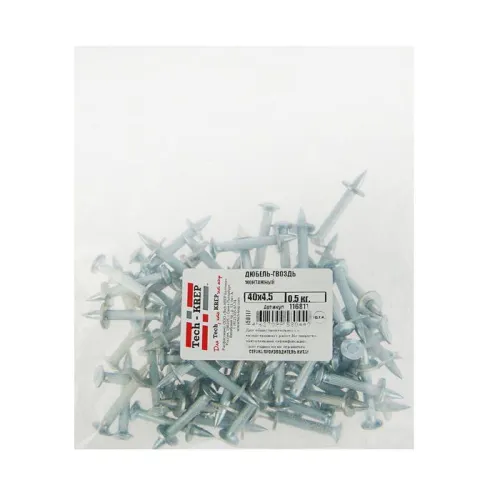 Дюбель-гвоздь монтажный 4.5х40 0.5кг (пакет) (уп.74шт) Tech-Krep/Zitar 116811