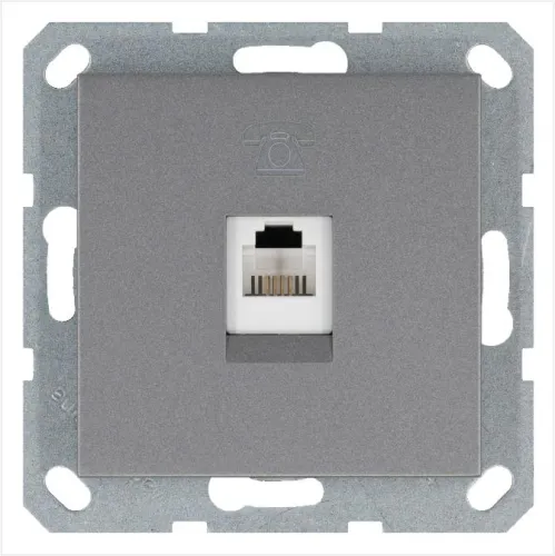 Розетка телефонная 1-м RJ11 механизм алюм. JasmartG6101S