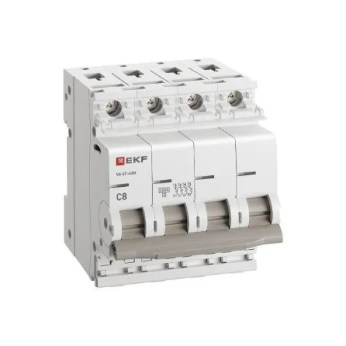 Выключатель автоматический модульный 4п C 8А 6кА ВА 47-63N PROxima EKF M636408C фото 4