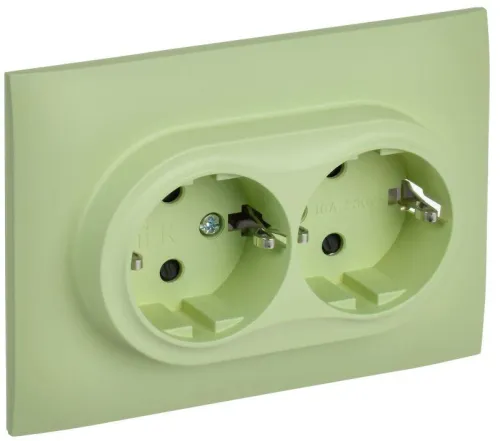 Розетка 2-м SKANDY 16А с заземл. защ. шторки в сборе SK-R07G мятный IEK SK-R24-16-K06-F