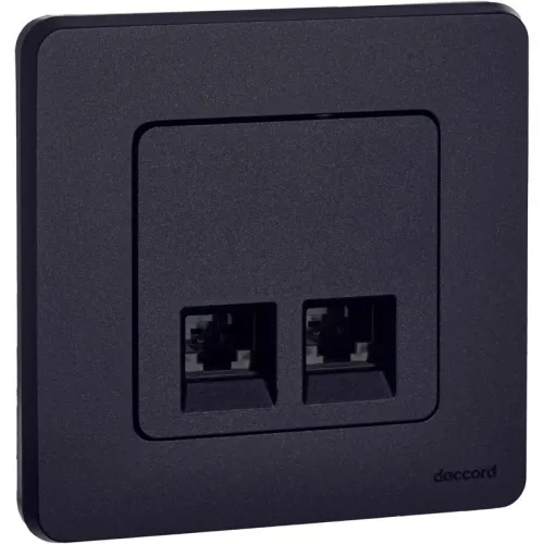 Розетка компьютерная 2-м Inspiria RJ45 кат.5E UTP антрацит IEK 673838 фото 5