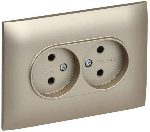 Розетка 2-м SKANDY 10А без заземл. защ. шторки в сборе SK-R09Sh шампань IEK SK-R23-10-K37-F