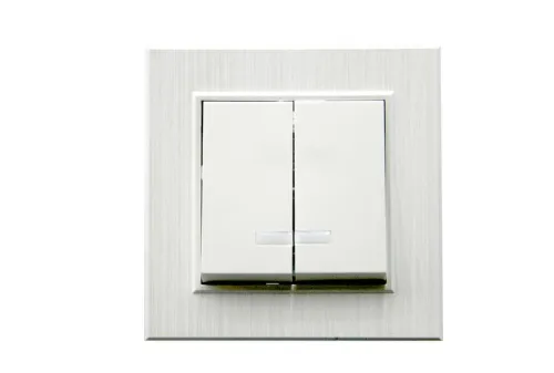 Выключатель 2-клав. с подсветкой Karea LINE STAR жемчуж. Makel 86100023