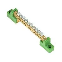 Шина нулевая PE 6х9 10 отвер. латунь с контактной пластиной 2 зел. угловых изолятора PROxima EKF sn0-63-10-2-pe