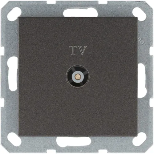 Розетка телевизионная проходная TV Ф9.5мм механизм мокко Jasmart G6002Z