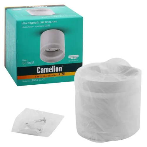 Светильник встраиваемый IP20 под лампу GX53 LGX53-02 C01 бел. Camelion 15396 фото 2