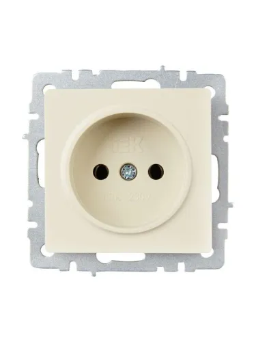 Розетка BRITE РС10-1-0-БрКр 10А без заземл. без защ. шторок механизм беж. IEK BR-R10-10-K10 фото 2