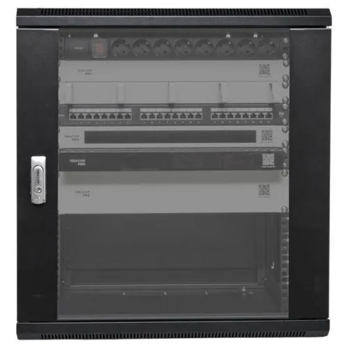 Шкаф настенный 19дюйм TERACOM PRO 12U 600х450мм дверь стеклянная с замком-ручкой черн. EKF TRP-WLL-1264-40B фото 4