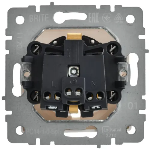 Розетка Btrite РС14-1-0-БрБ 16А с заземл. бел. IEK BR-R14-16-K01-PRO фото 2